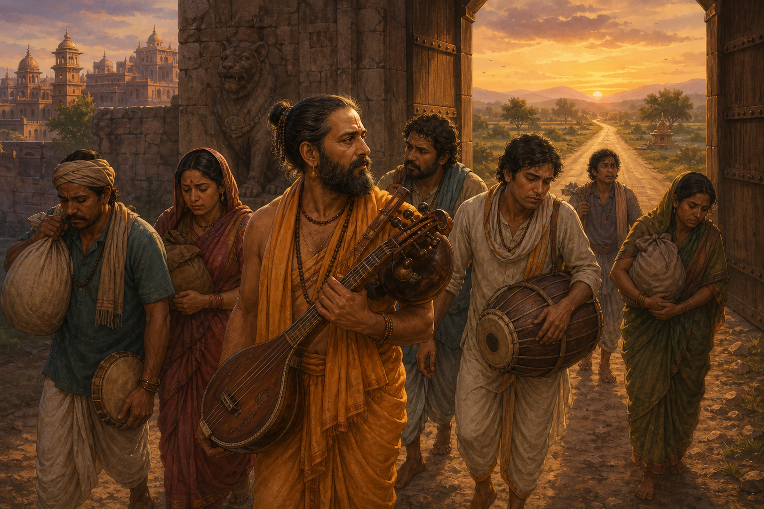 Kaushika and his companions leave Kalinga after their banishment