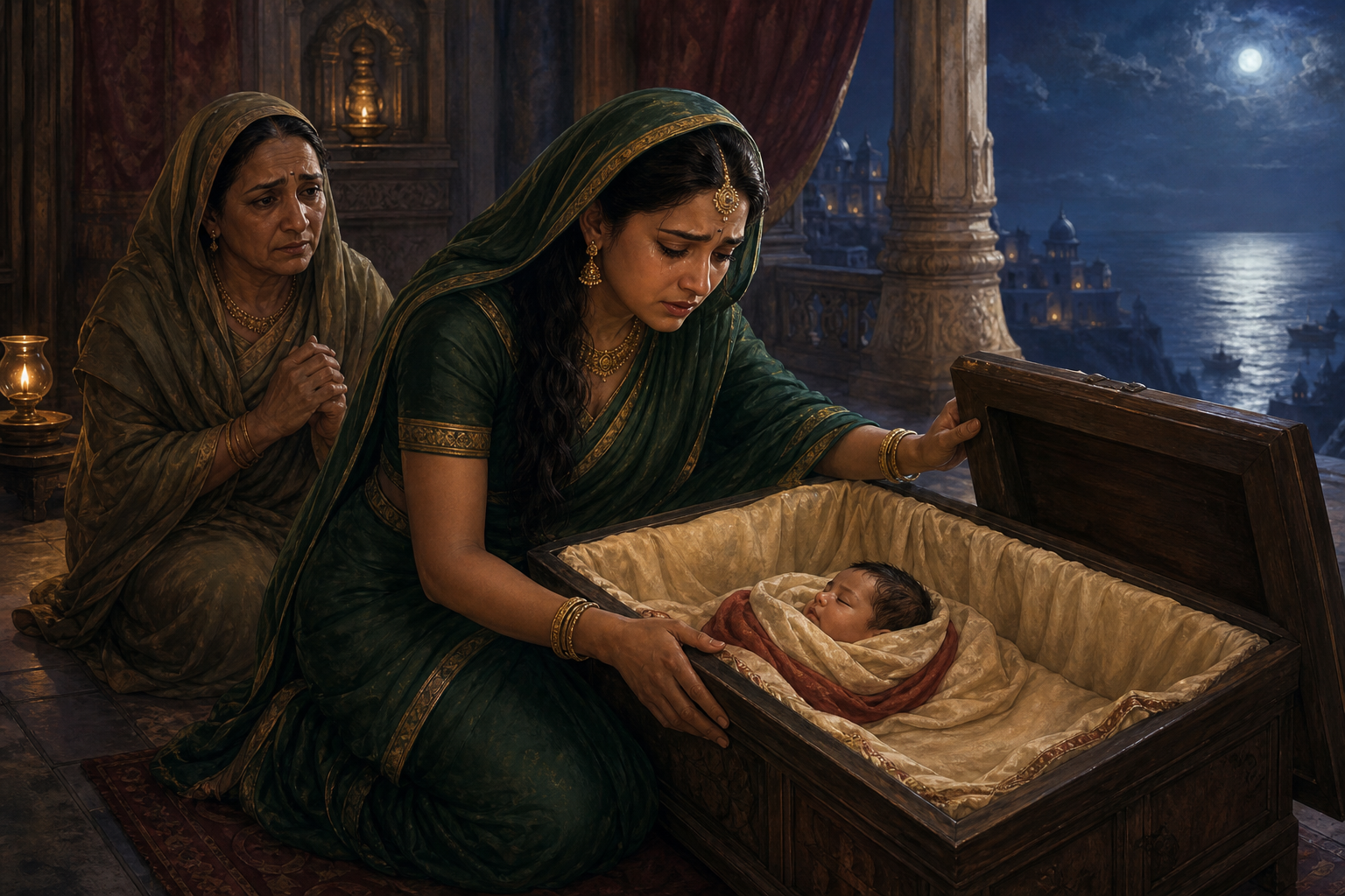 Mandodari makes the painful decision to send infant Sita away safely