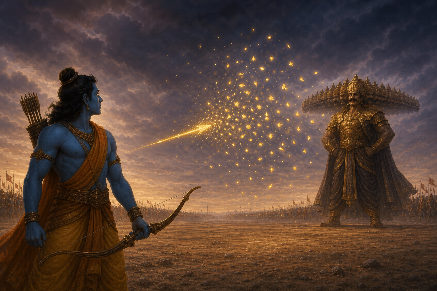 Rama sees the Brahmastra break before Sahasra Ravana