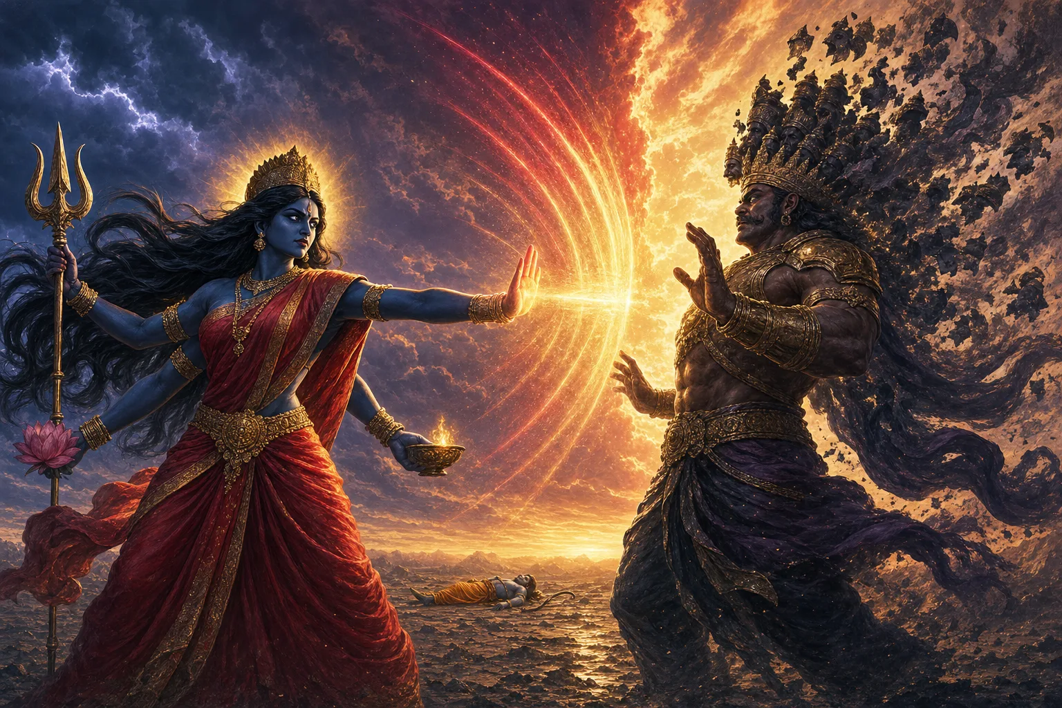 Sita as Mahakali confronts Sahasra Ravana and ends his certainty