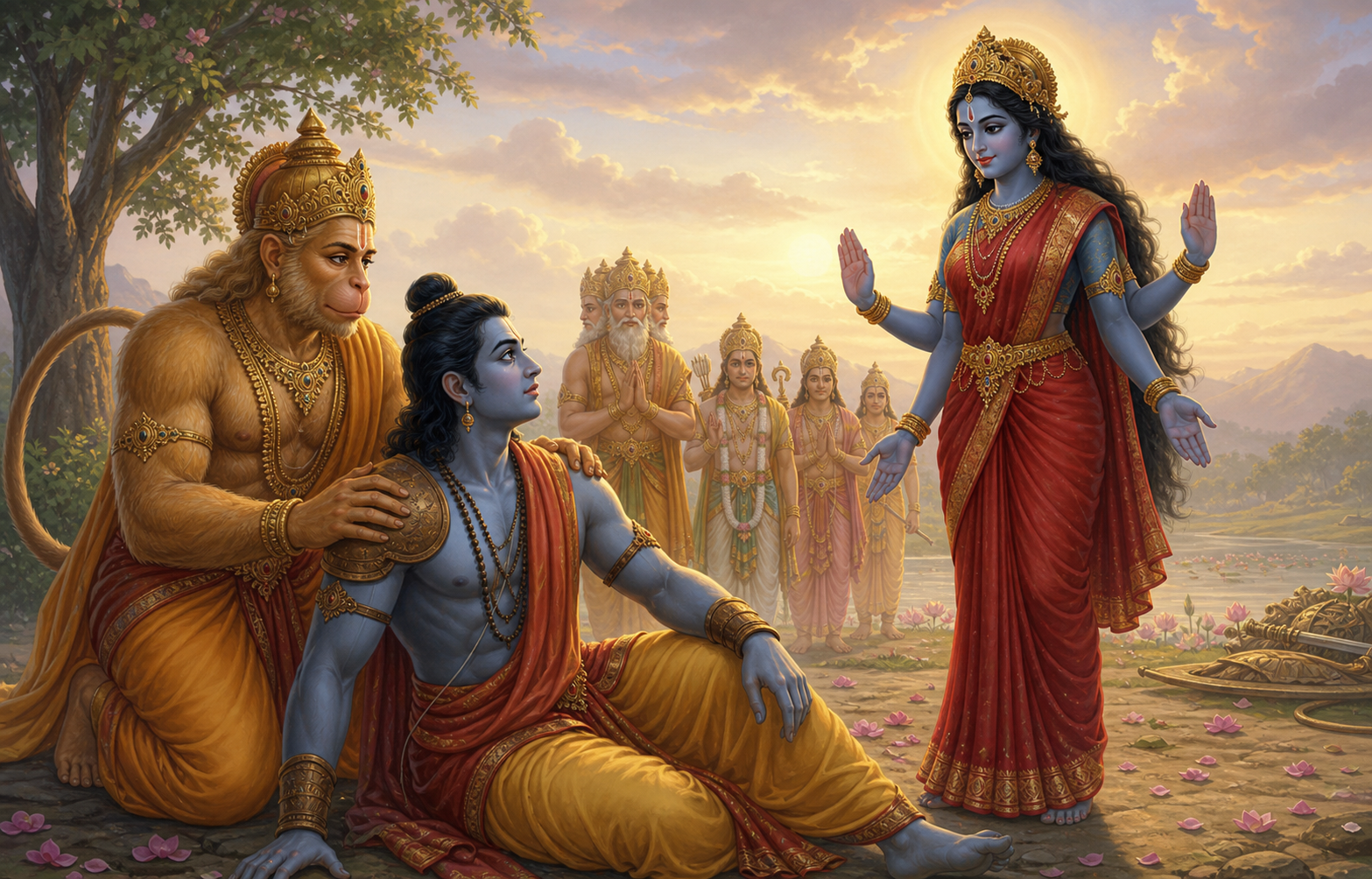 Rama awakens and recognizes Sita's Mahakali form