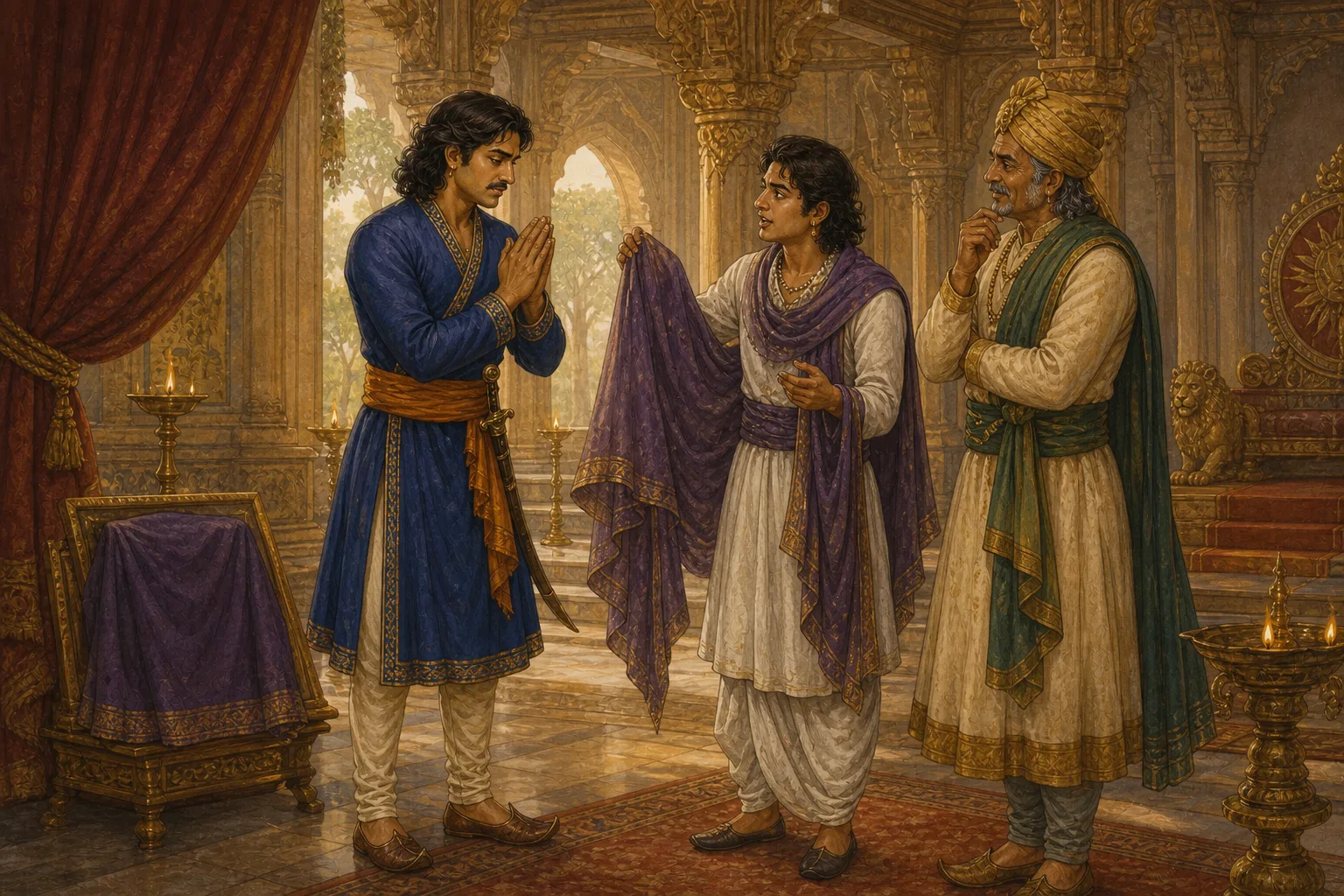 The artist removes his disguise to reveal his true identity as astonished Vikram looks on