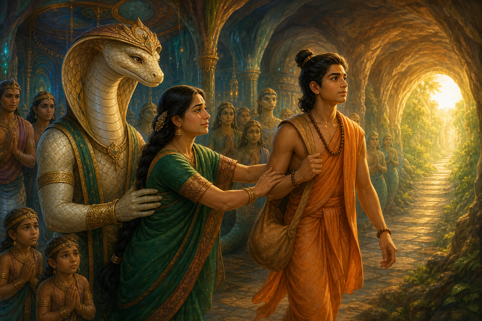 Astika and King Janamejaya's Snake Sacrifice — illustration