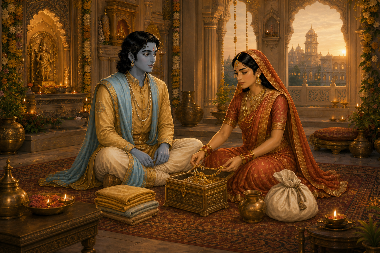 Sita selects simple necessities for the journey as Ram accepts her decision