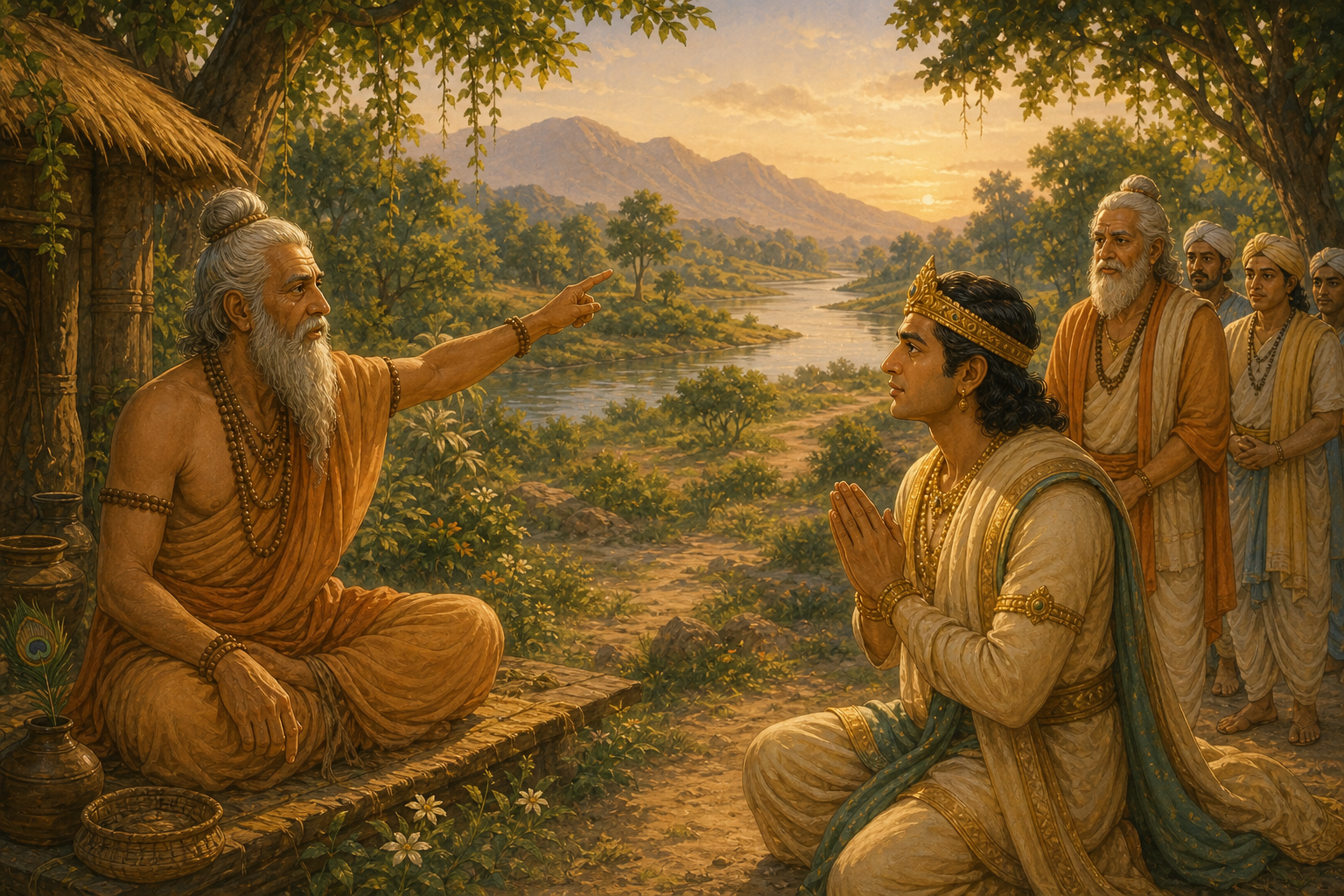 Bharadvaja shows Bharata the road toward Chitrakuta