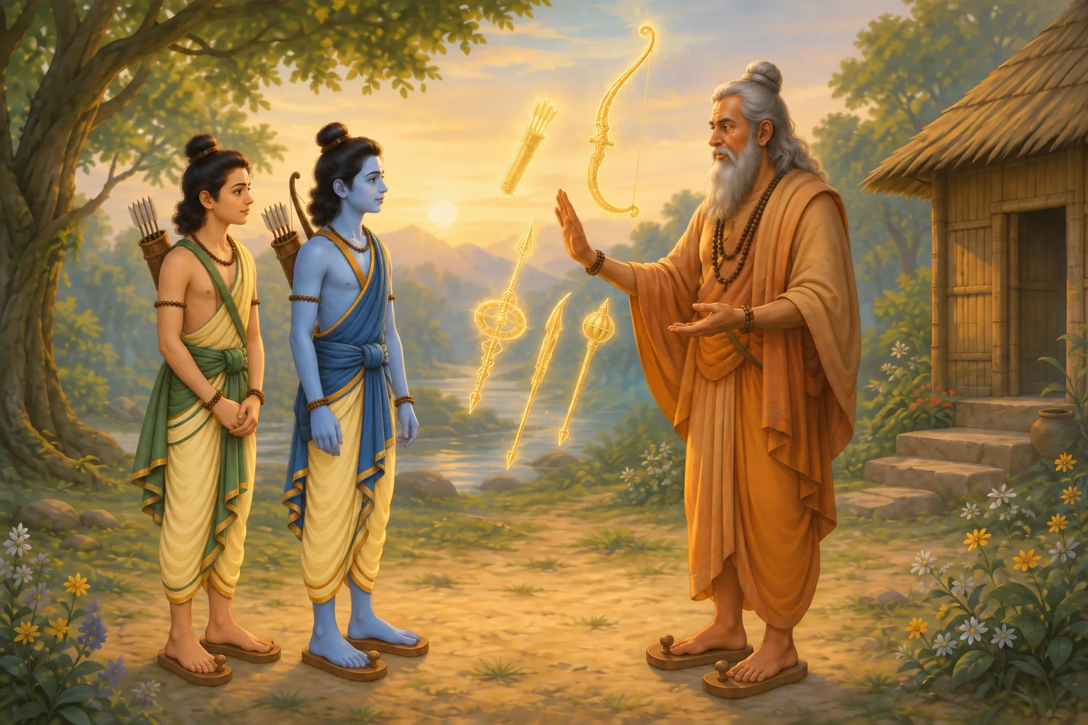 Vishvamitra entrusts Ram and Lakshman with knowledge of the celestial weapons