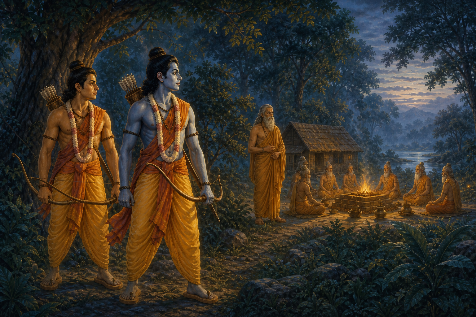 Ram and Lakshmana keep a quiet and alert watch during the six-night ceremony