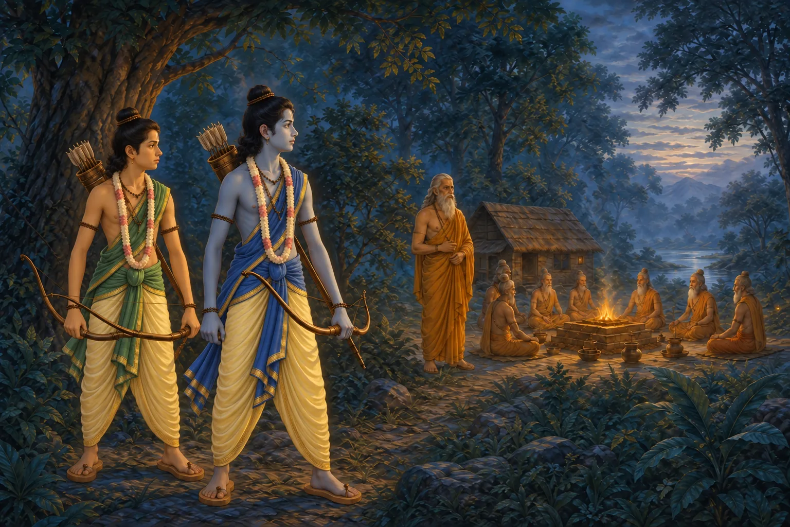 Ram and Lakshman keep a quiet and alert watch during the six-night ceremony