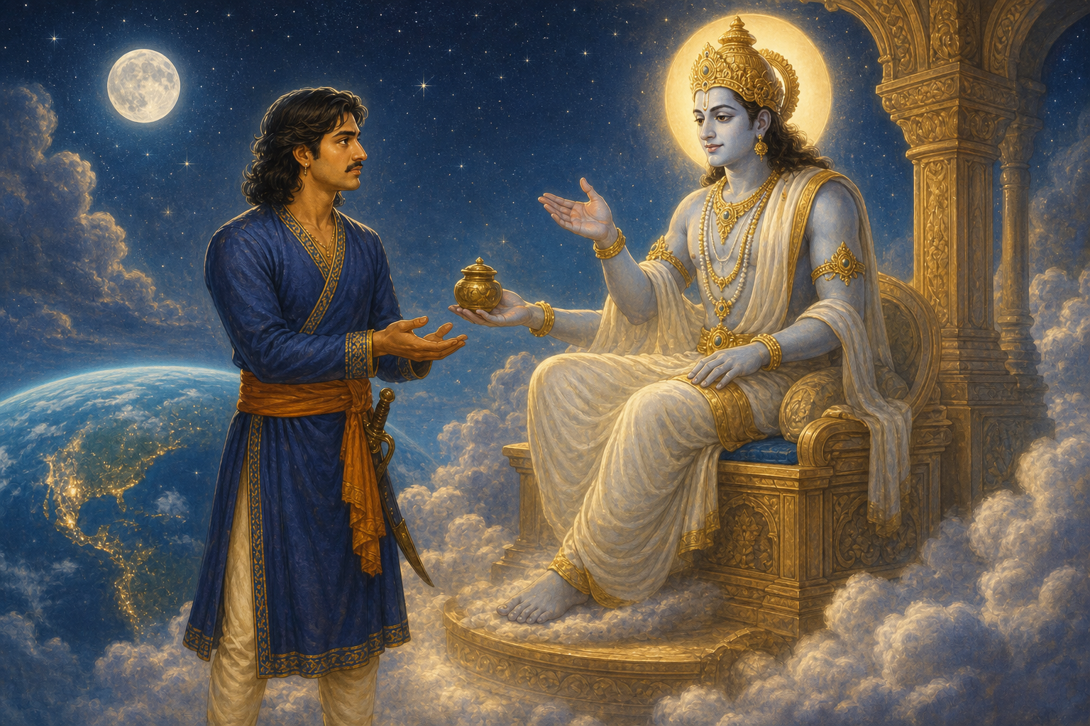 Chandrajyoti: The Guardian of Thoughtful Devotion — illustration