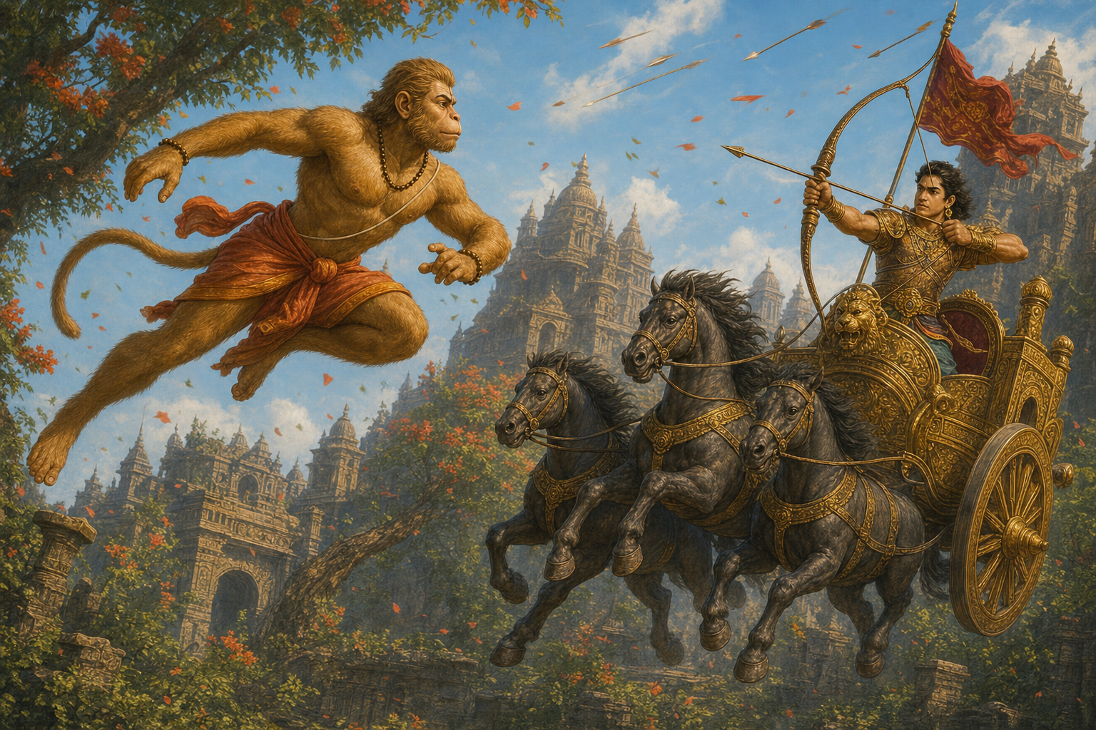 Hanuman and the Burning of Lanka — illustration