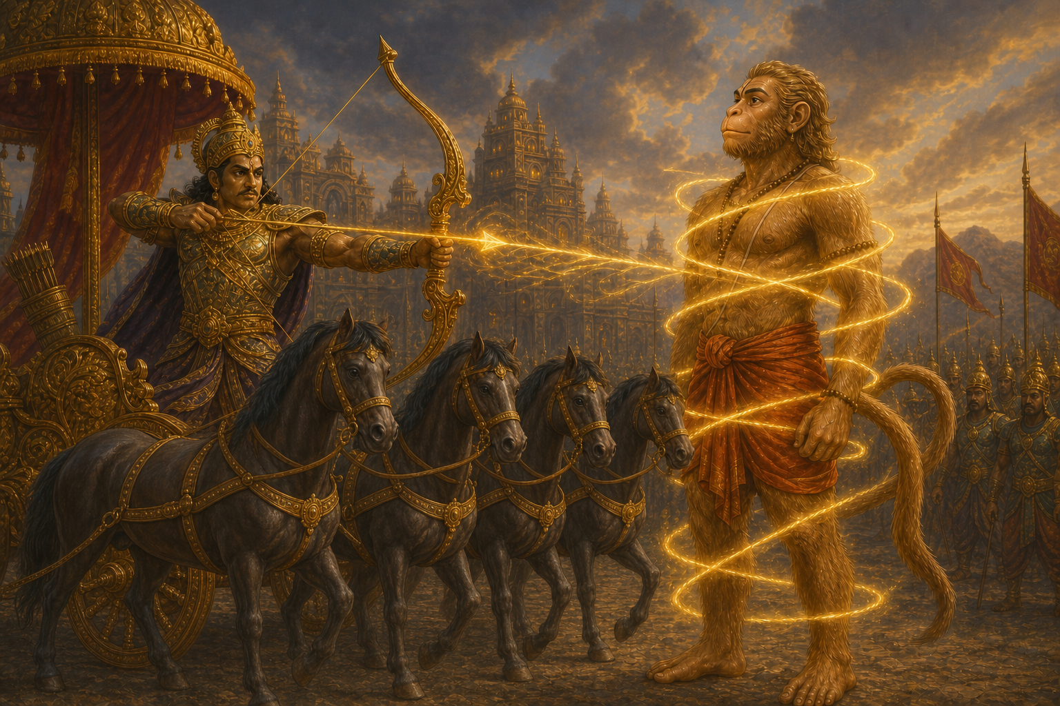 Hanuman and the Burning of Lanka — illustration
