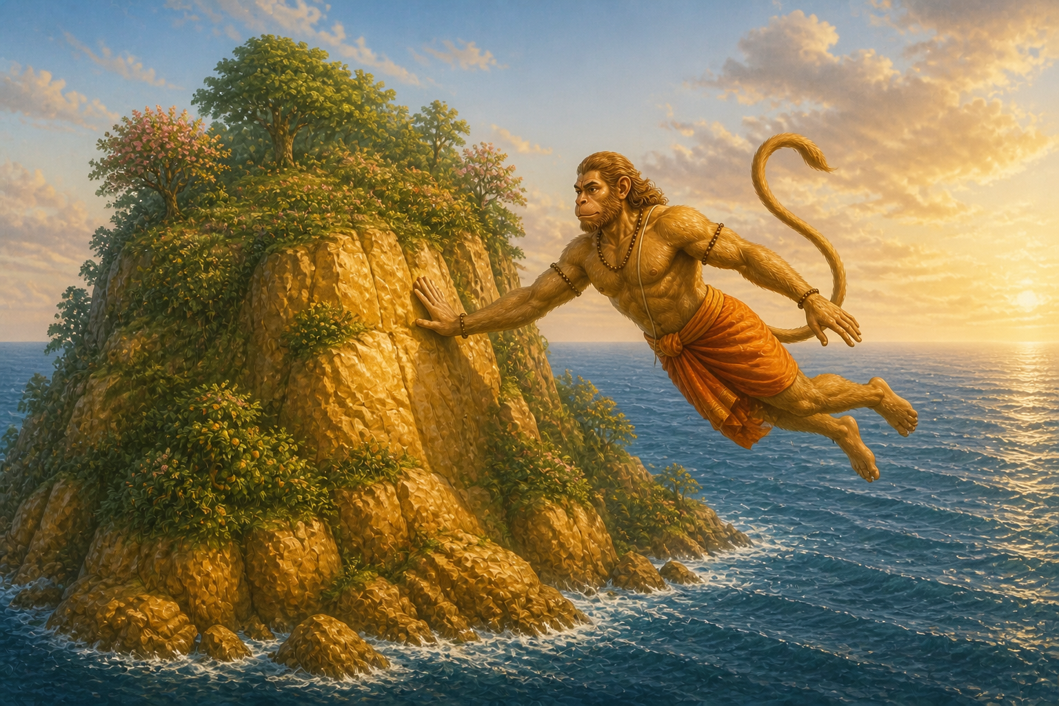 Hanuman Crosses the Ocean — illustration