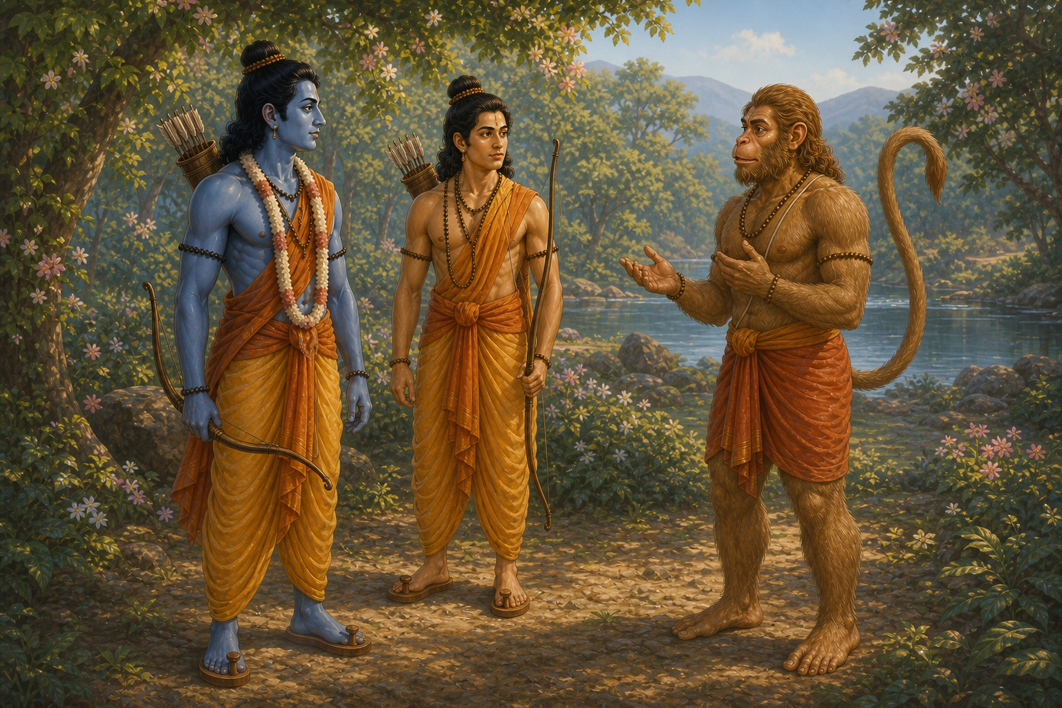 Hanuman Meets Ram and Lakshman — illustration