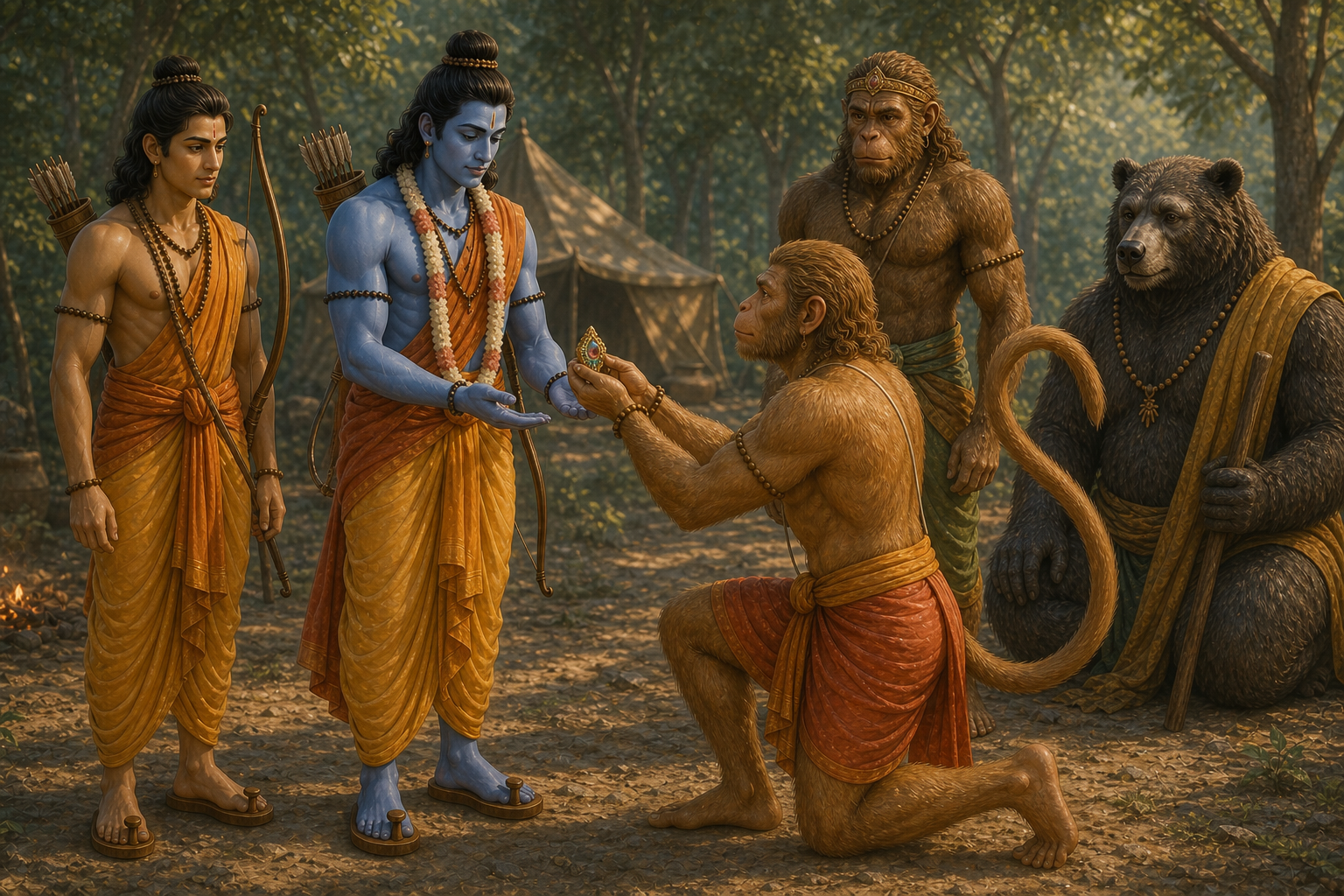 Hanuman Returns with Sita's Message — illustration