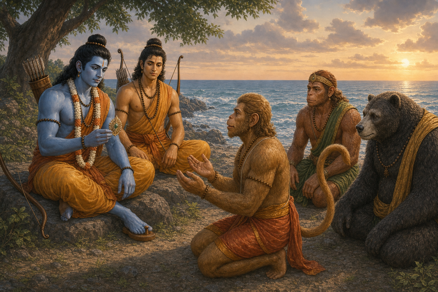 Hanuman Returns with Sita's Message — illustration