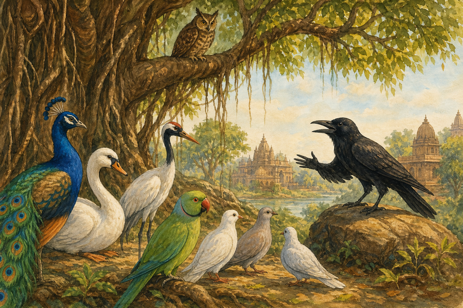 How the Birds Picked a King — illustration