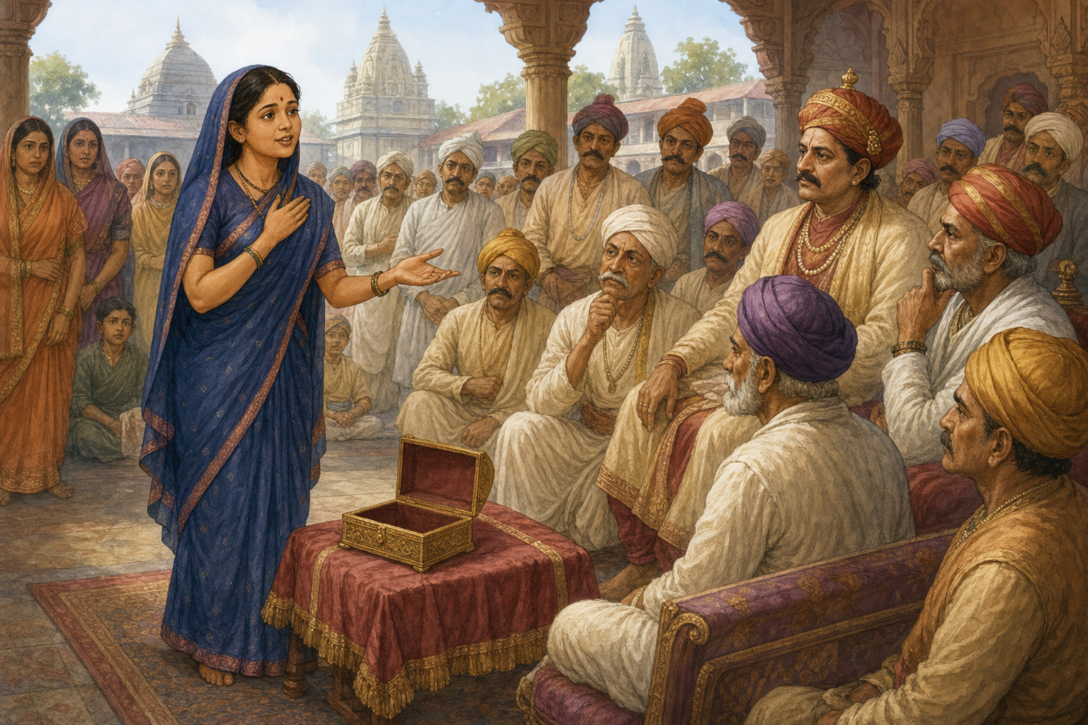 Janabai answers the accusation before an assembly