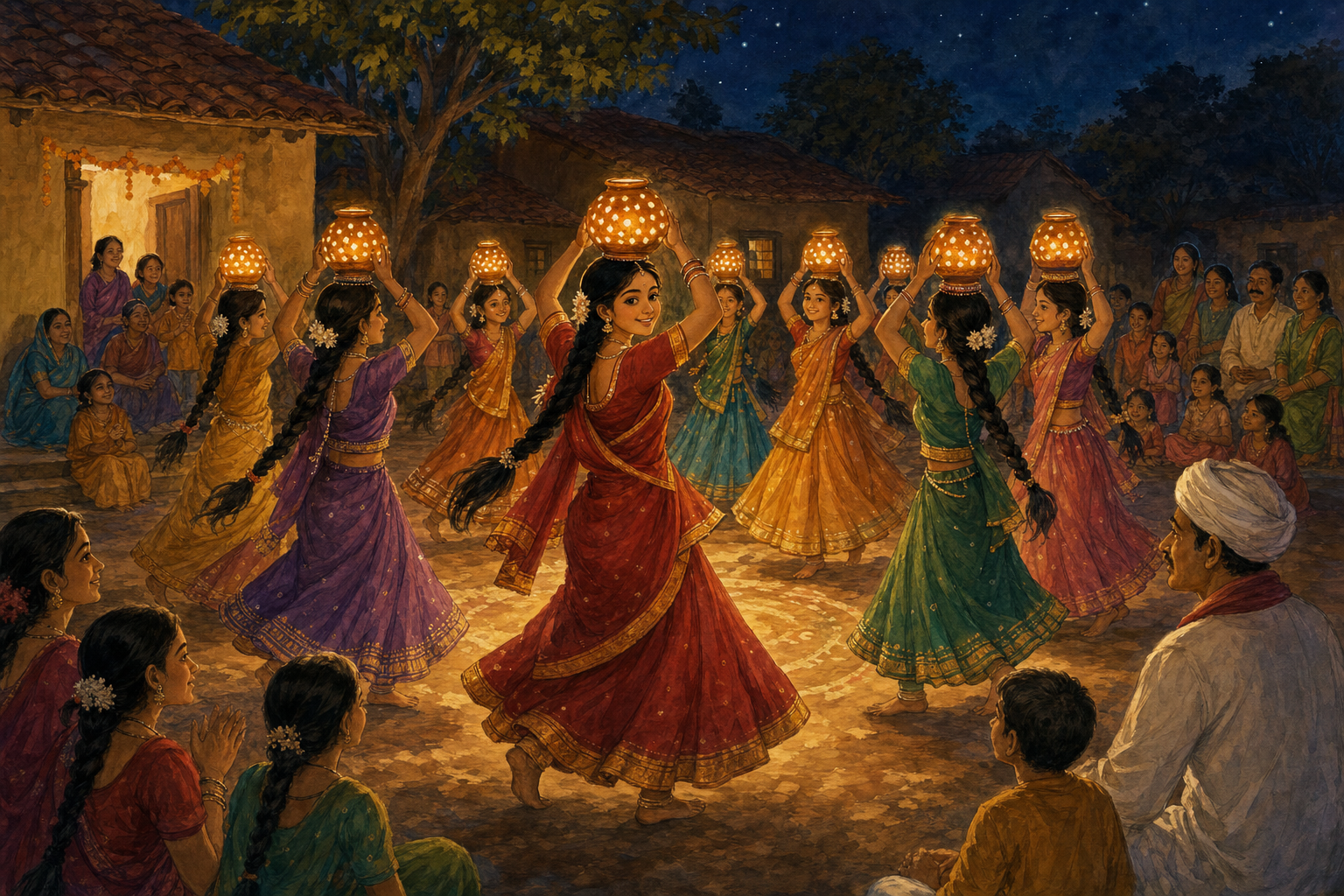 Jhijhiya dancers form a glowing circle as village families watch with hope