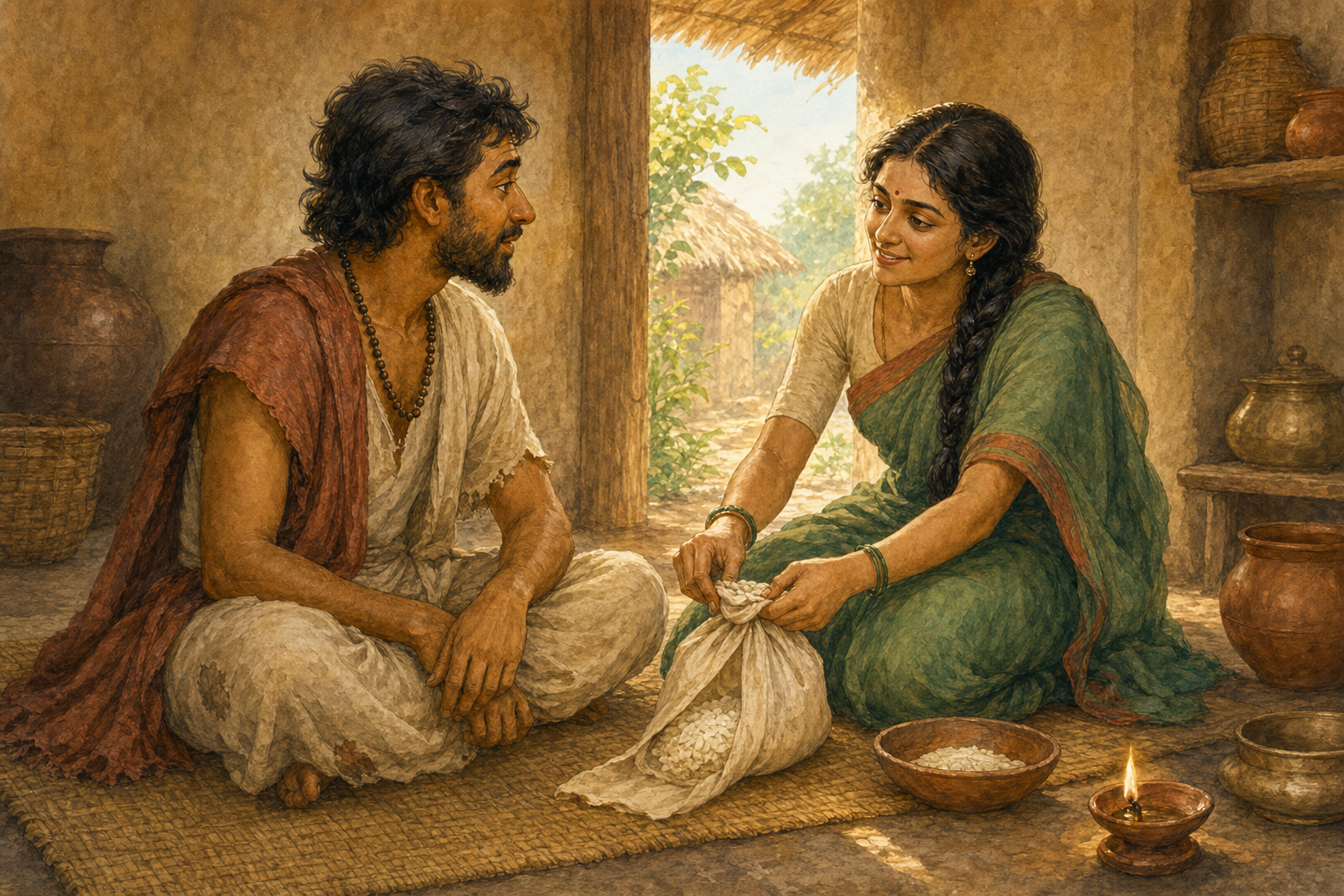 Krishna and Sudama: The Power of True Friendship — illustration