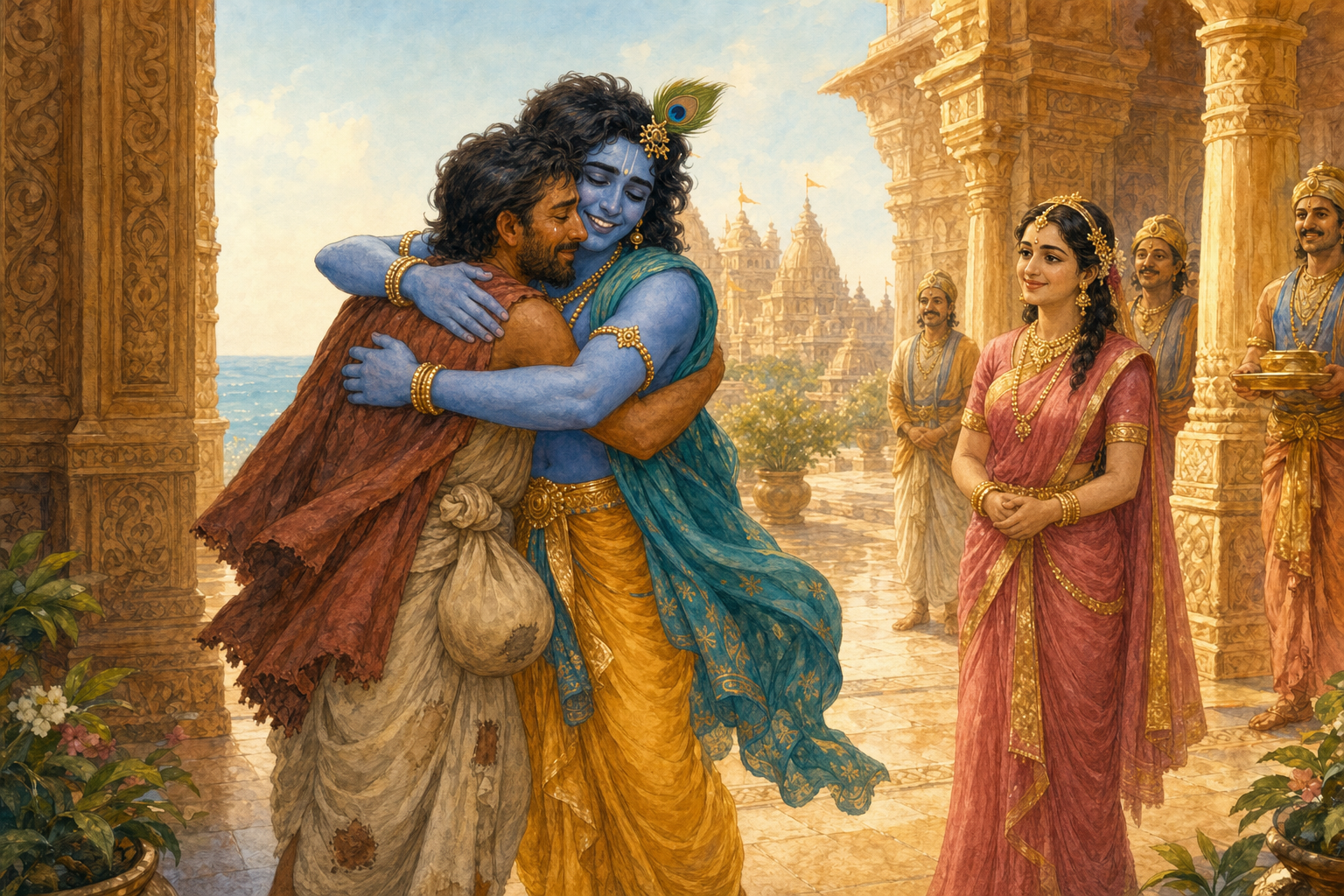 Krishna and Sudama: The Power of True Friendship — illustration