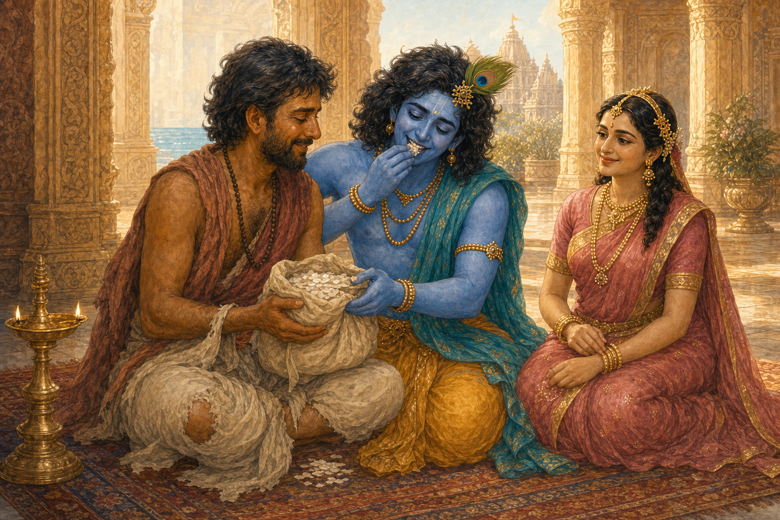 Krishna and Sudama: The Power of True Friendship — illustration