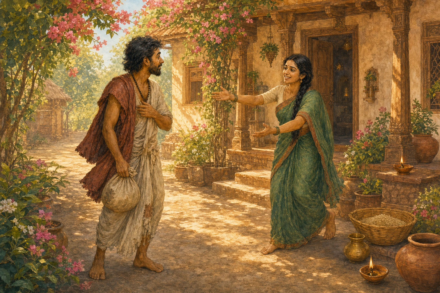 Krishna and Sudama: The Power of True Friendship — illustration