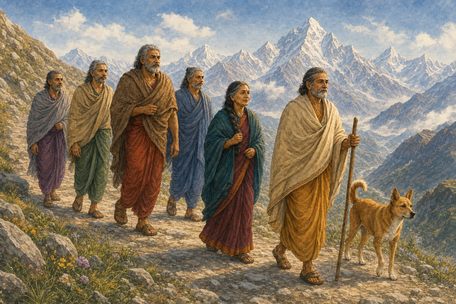 Mahaprasthana: The Pandavas' Final Journey — illustration
