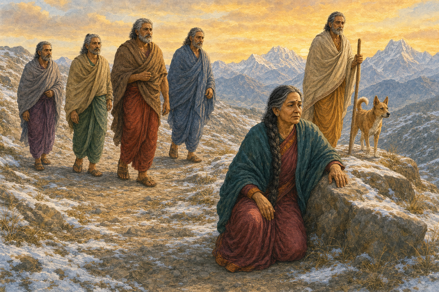 Mahaprasthana: The Pandavas' Final Journey — illustration