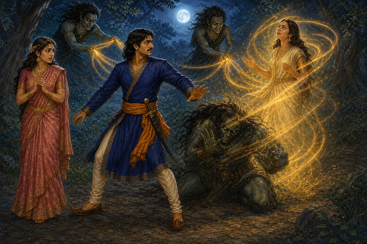 Padmavati: The Guardian of the Moonlit Rescue — illustration