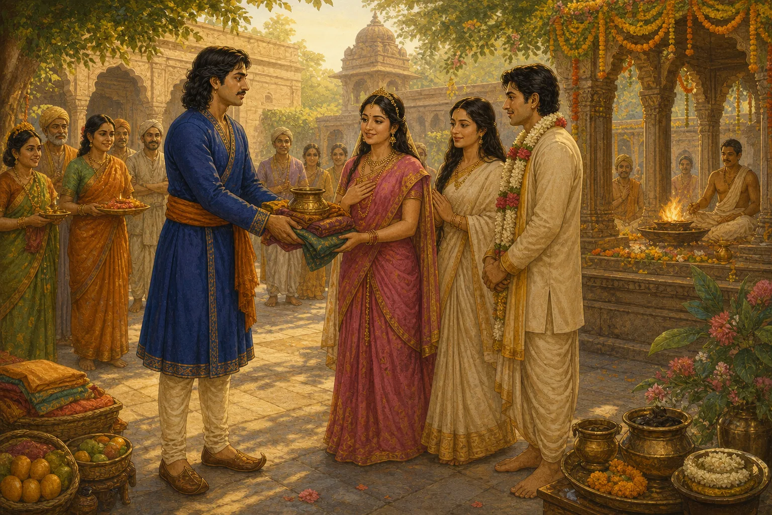 Vikram arranges the princess's wedding, providing her and the young scholar she chose with a home and generous gifts