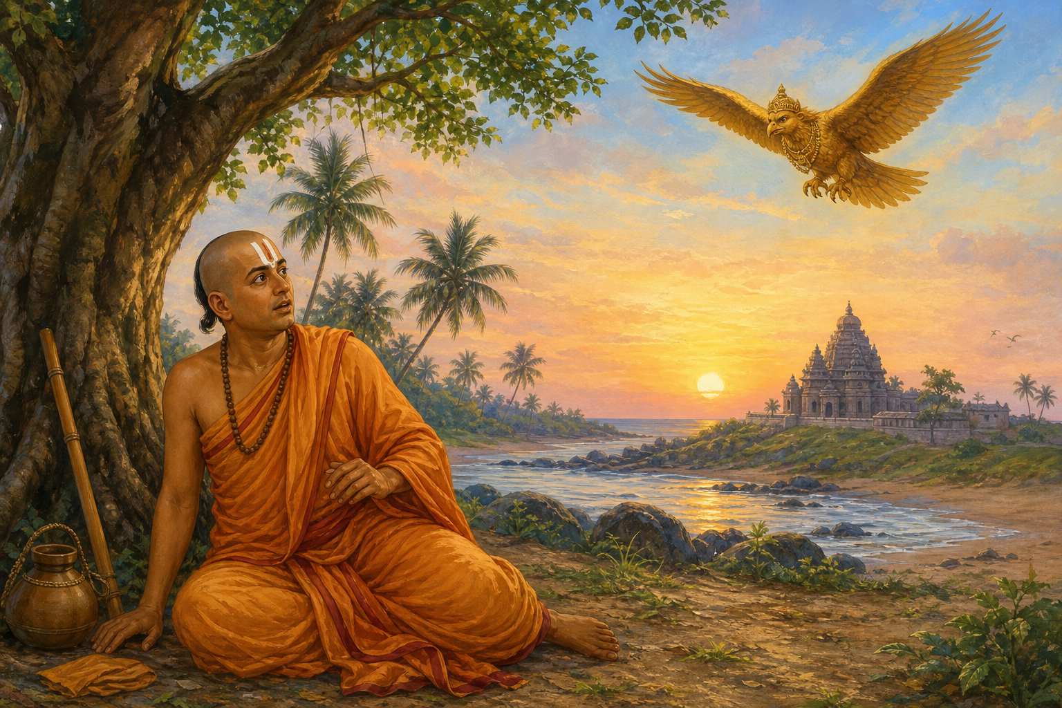 Ramanujacharya awakens near Srikurmam and sees Garuda above