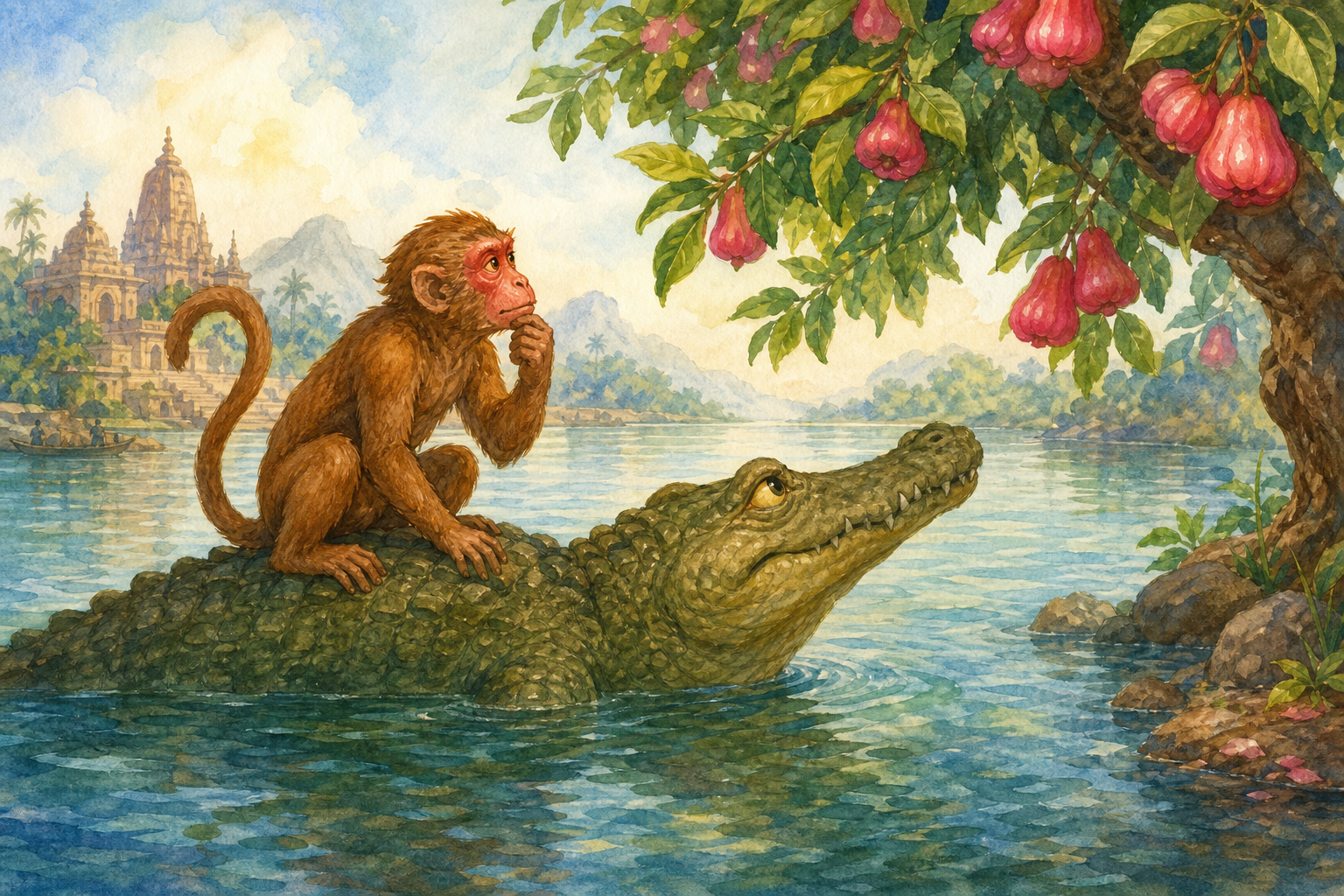 Loss of Gains: The Monkey and the Crocodile — illustration