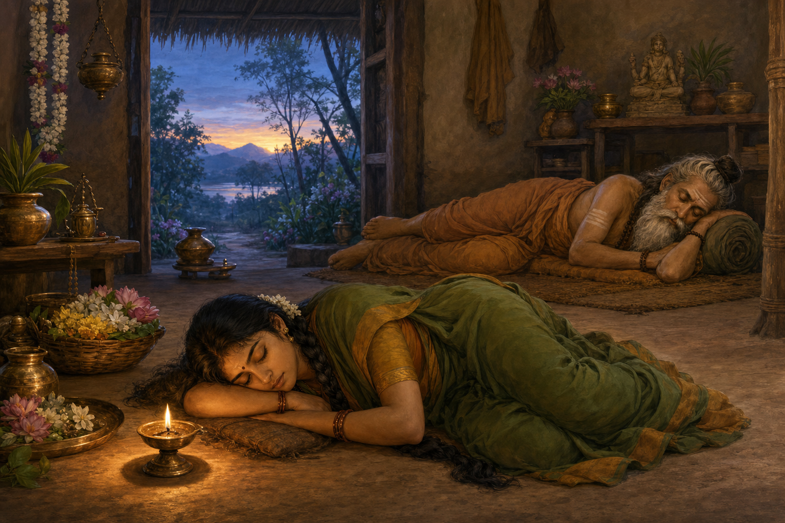 Kandali accidentally falls asleep in the hermitage before the dawn ritual
