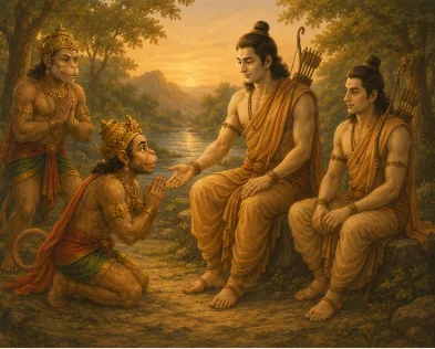 Hanuman promises Surya he will serve and stand by Sugriva as his guru-dakshina