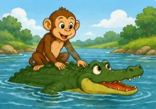 In the middle of the river, the monkey on the crocodile's back hears the plan
