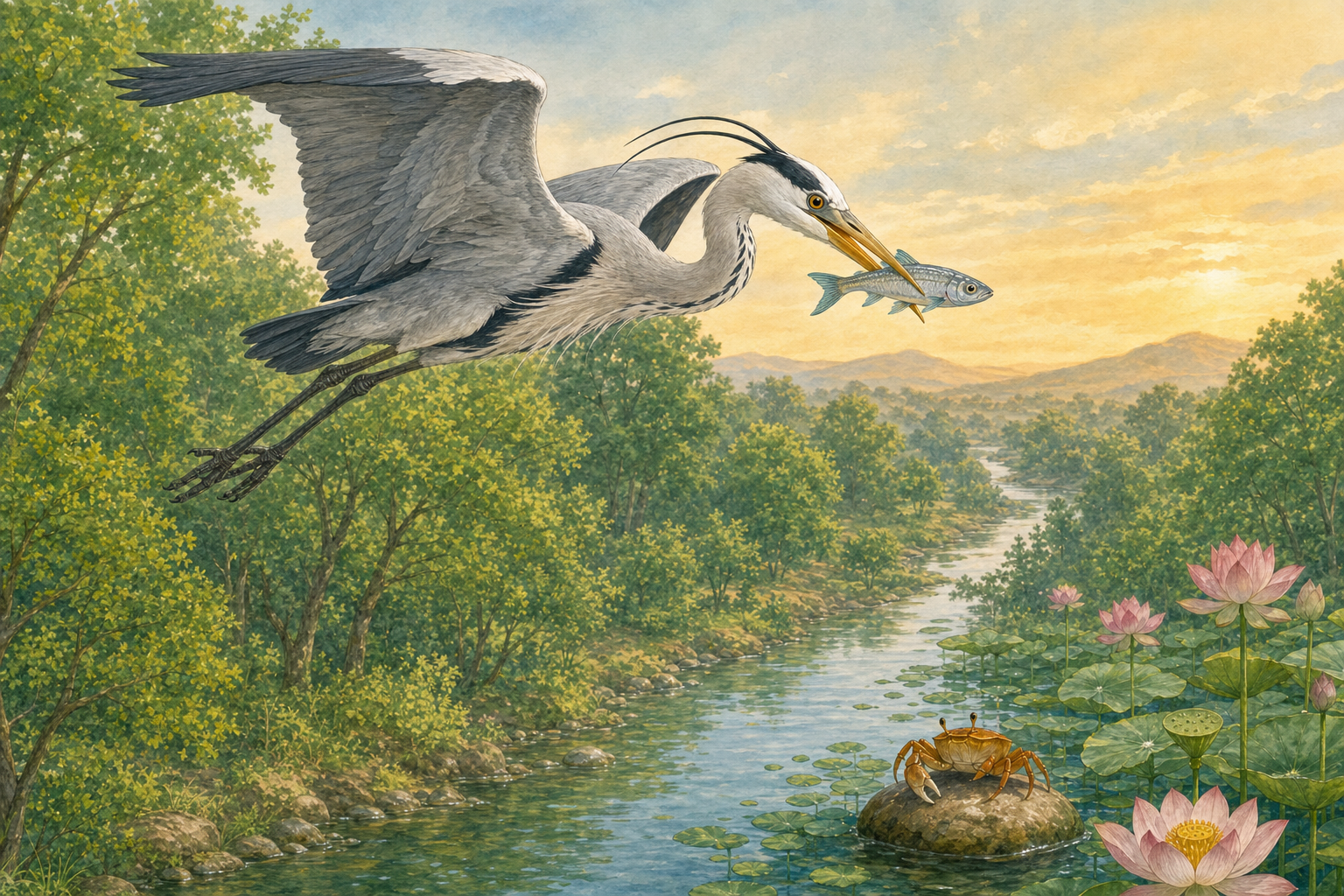 The Crab Who Saw Through the Heron's Trick — illustration
