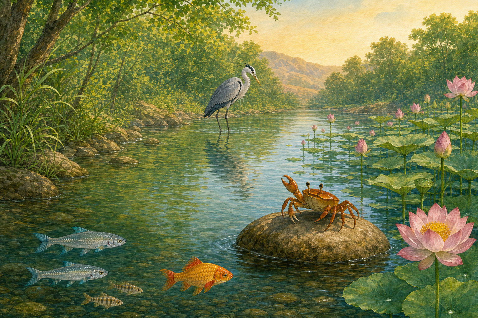 The Crab Who Saw Through the Heron's Trick — illustration