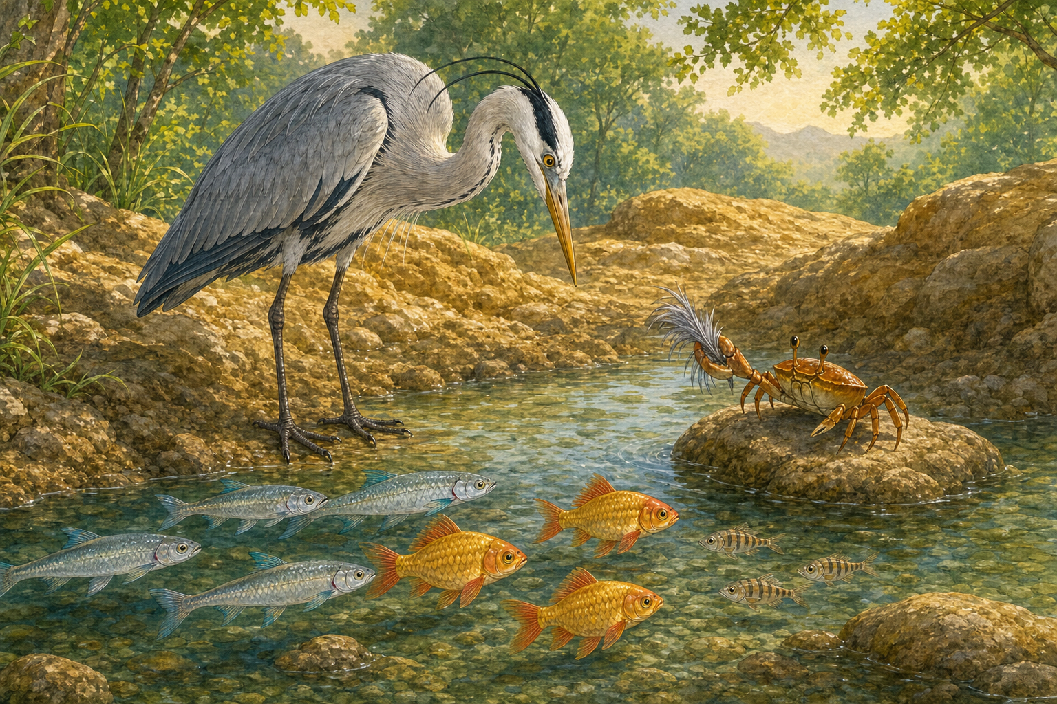 The Crab Who Saw Through the Heron's Trick — illustration