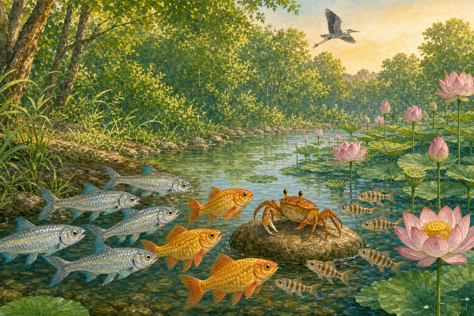 The Crab Who Saw Through the Heron's Trick — illustration
