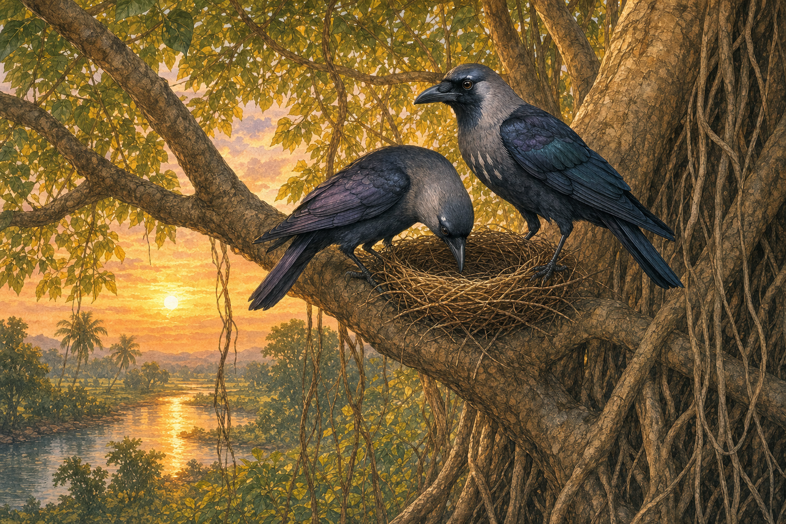 The Crow-Hen's Clever Plan — illustration