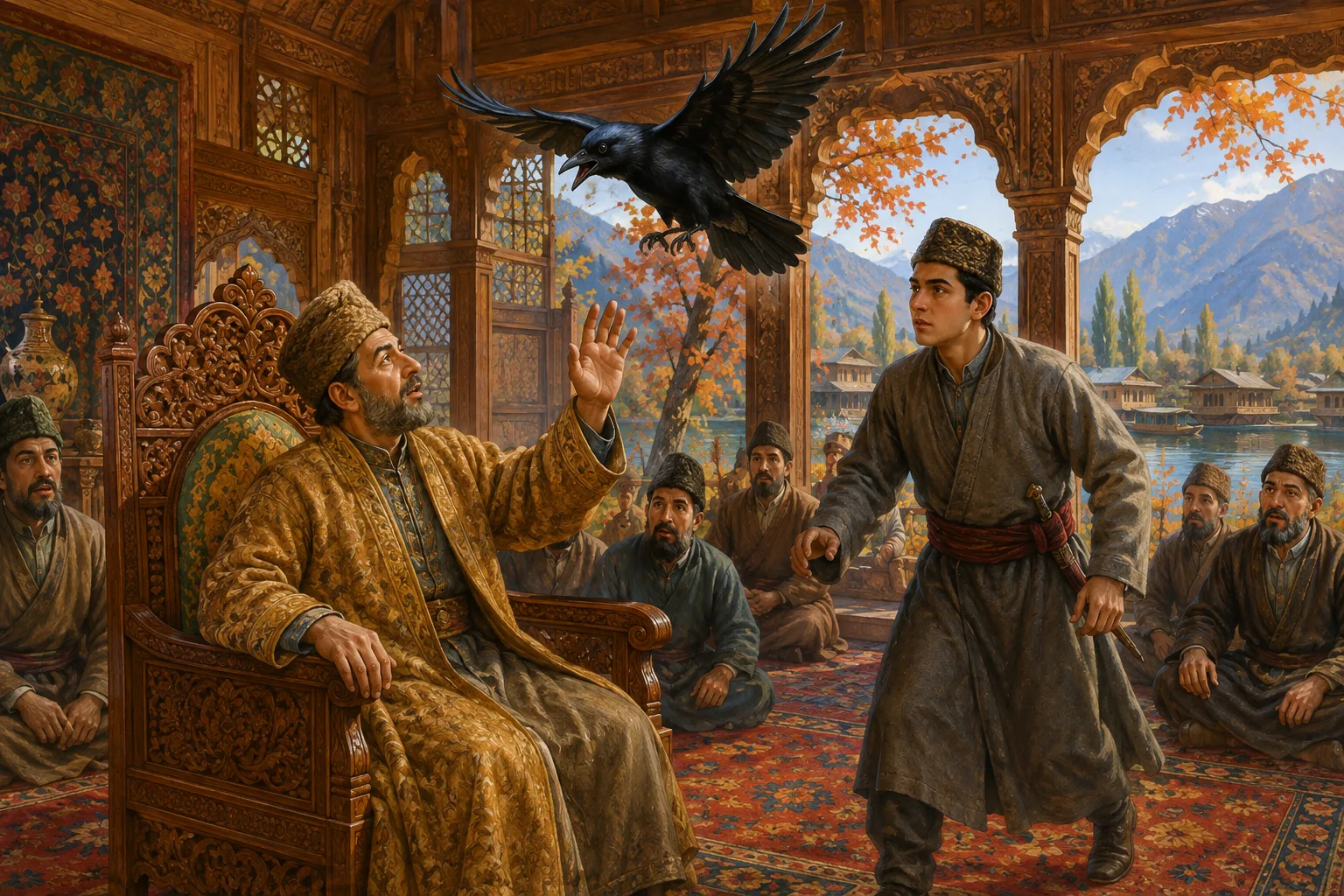 The crow calls above the governor's chair as he raises a calm hand and asks the young guard to step forward