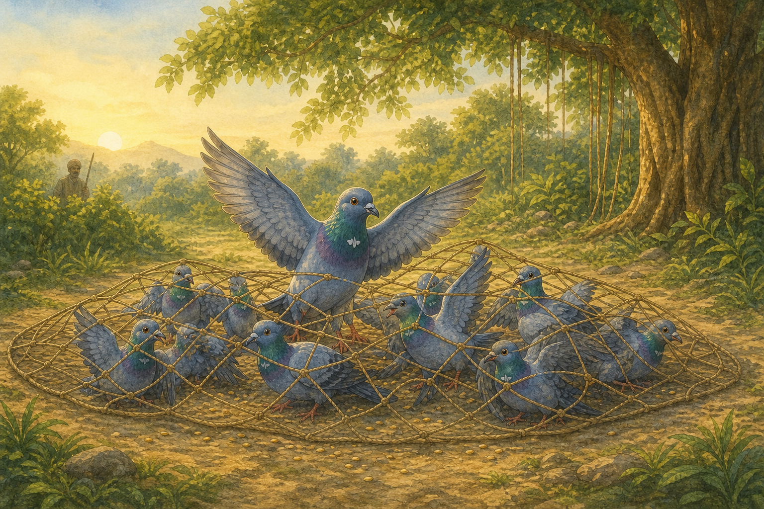 The Winning of Friends: The Doves and the Mouse — illustration