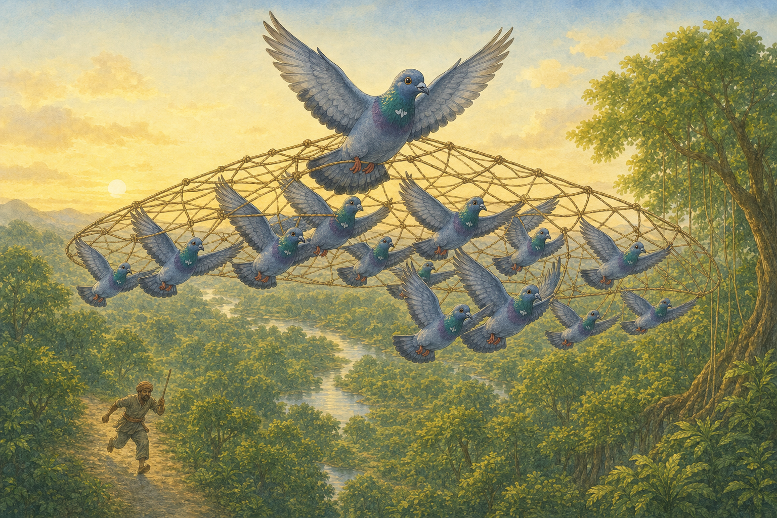 The Winning of Friends: The Doves and the Mouse — illustration