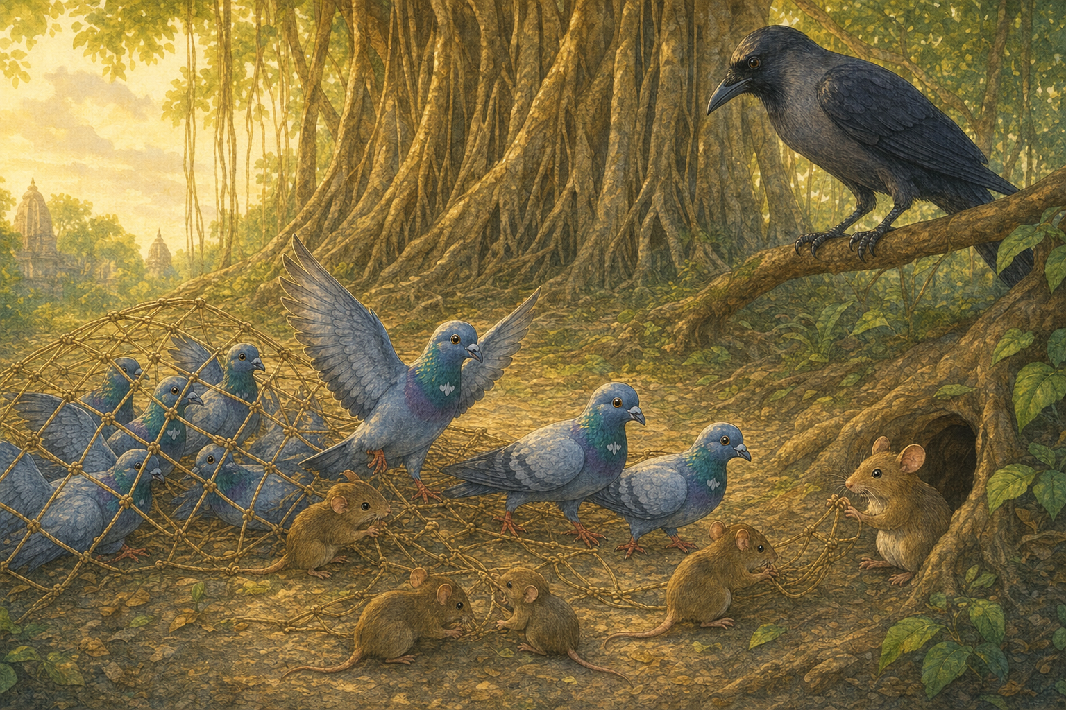 The Winning of Friends: The Doves and the Mouse — illustration