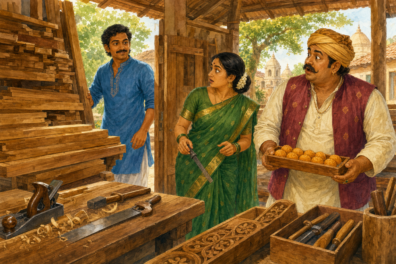 The Gullible Carpenter — illustration