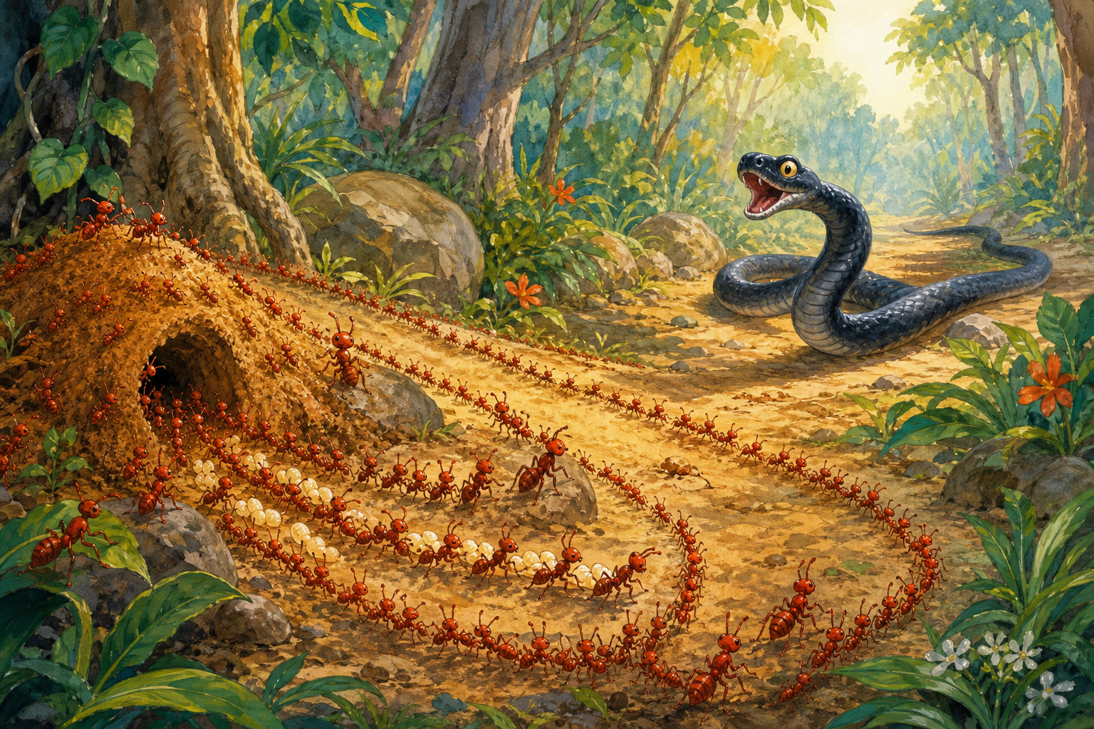 The Snake and the Ants — illustration