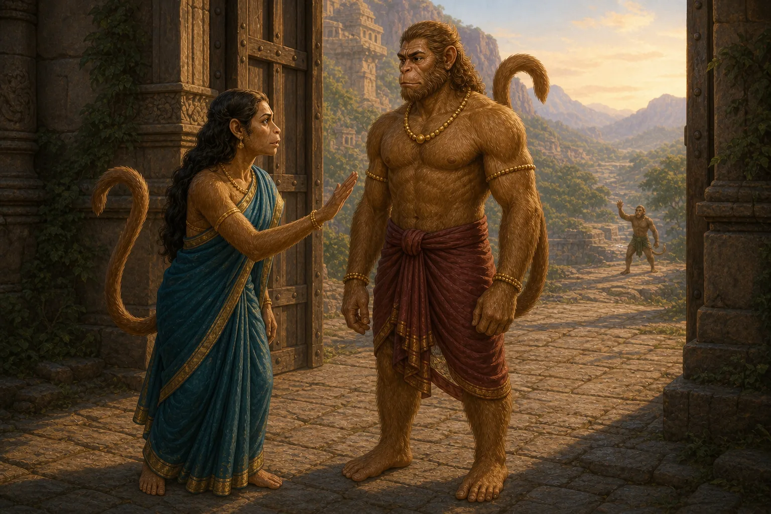 Tara asks Vali to stop and make peace with Sugriva instead of fighting a second time