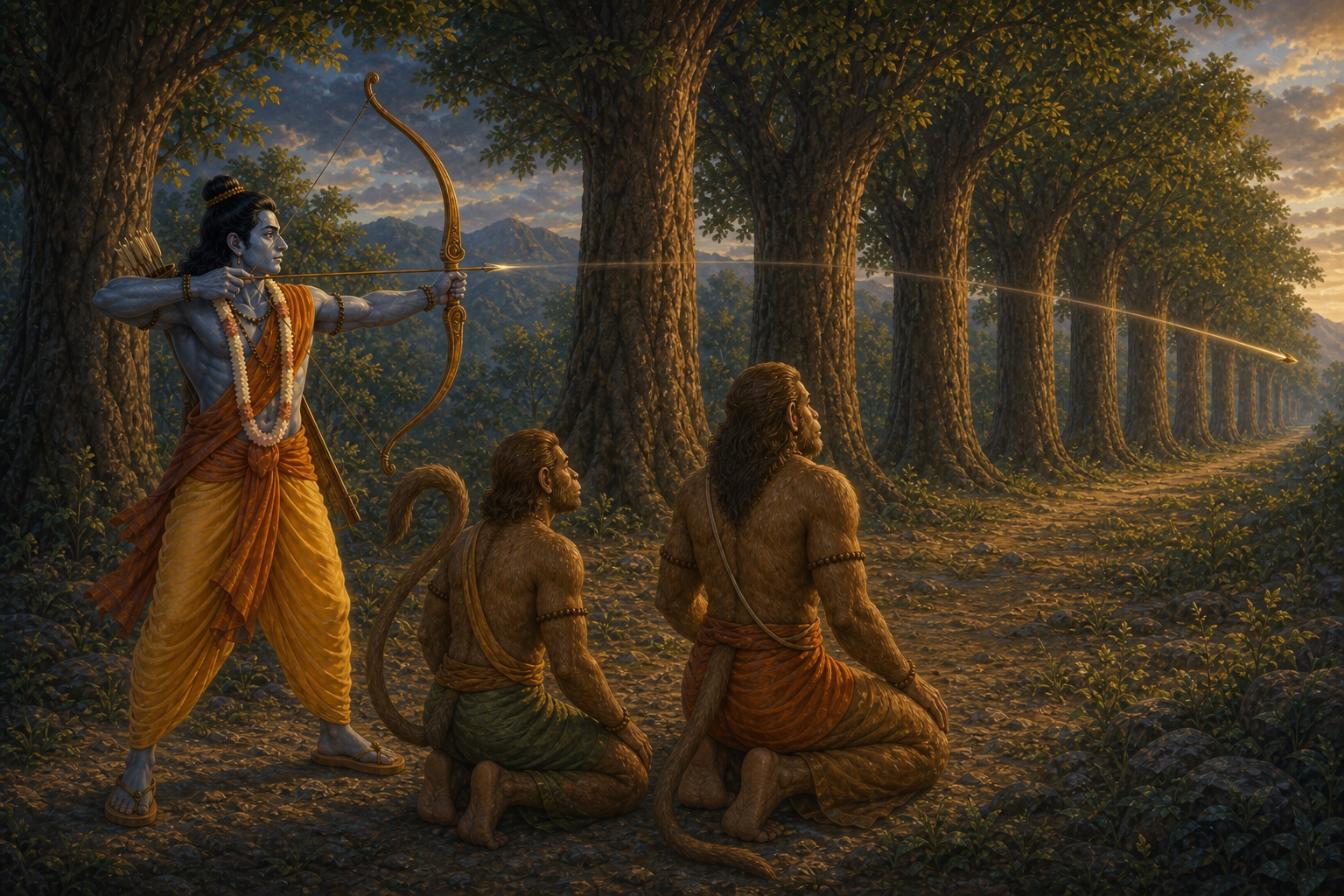 Vali, Sugriva, and Tara — illustration