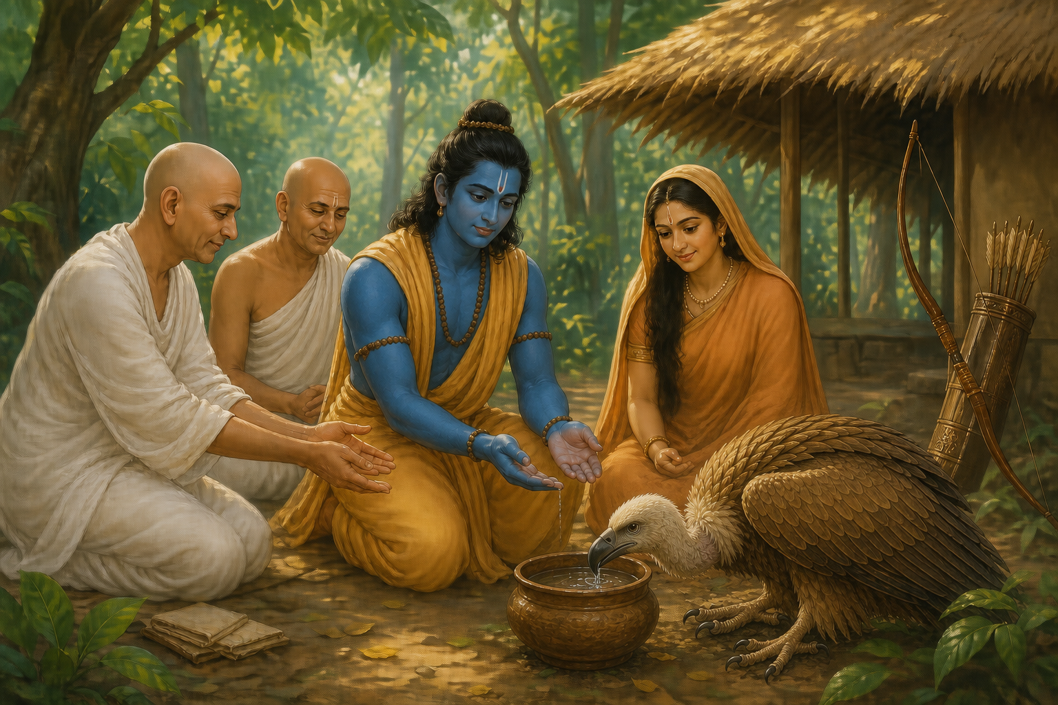 Sages entrust the sacred vulture to Ram and Sita's care