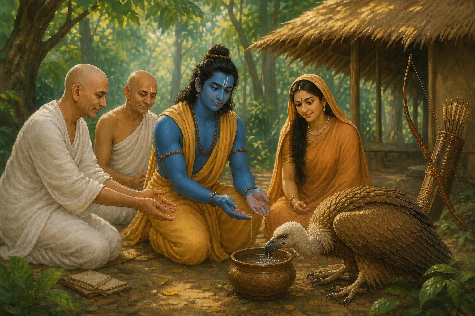 Sages entrust the sacred vulture to Ram and Sita's care
